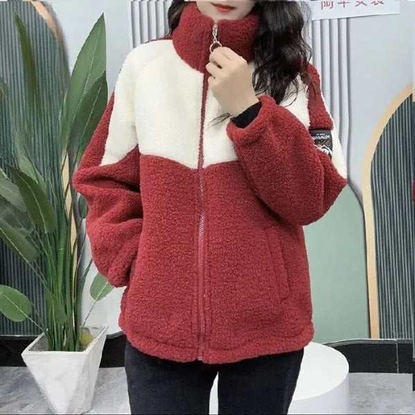 Variant image for Damen-Fleecejacke, modernes Design, Fleece, mit hoher Kragen und Reißverschlusstaschen-25