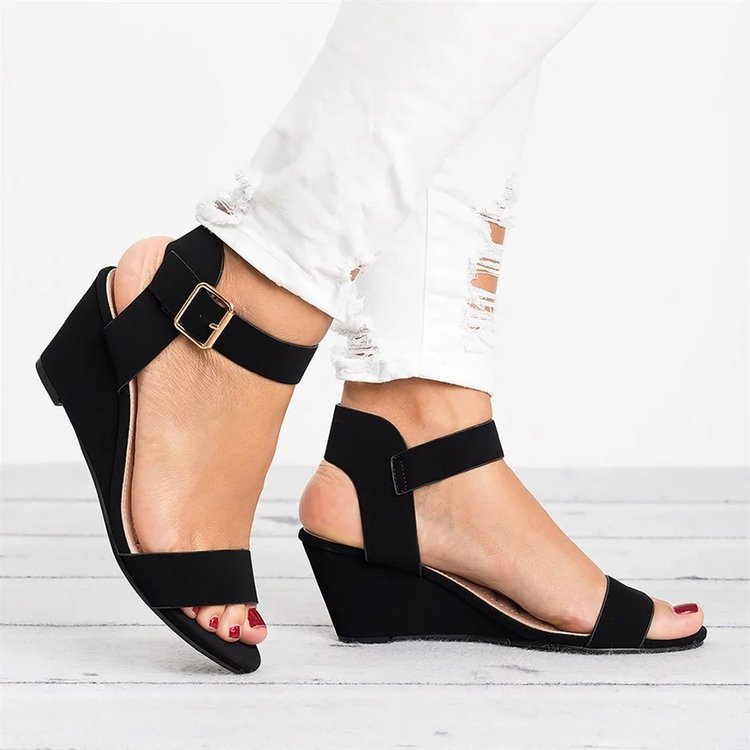Variant image for Damen-Keilsandalen, elegant Veloursleder, mit verstellbaren Riemen-14