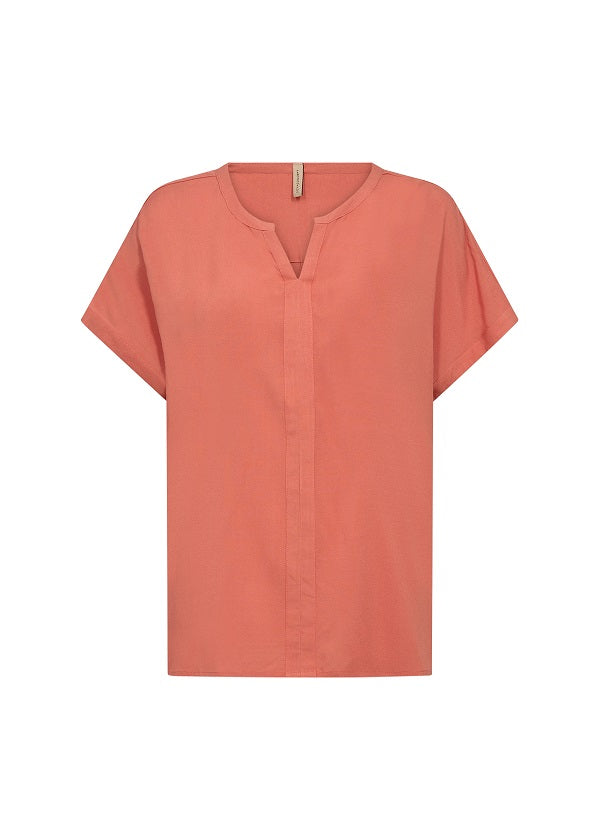 Damenbluse V-Ausschnitt weiche Viskose kurze Ärmel elegantes Design-3