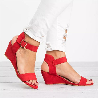 Variant image for Damen-Keilsandalen, elegant Veloursleder, mit verstellbaren Riemen-33
