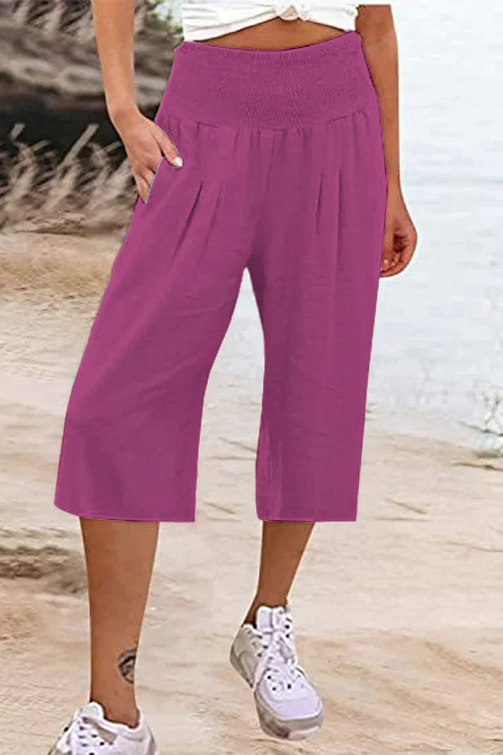 Variant image for Damen-Hose, hohe Taille, weites Bein, monochromer hochwertiger Stoff-61