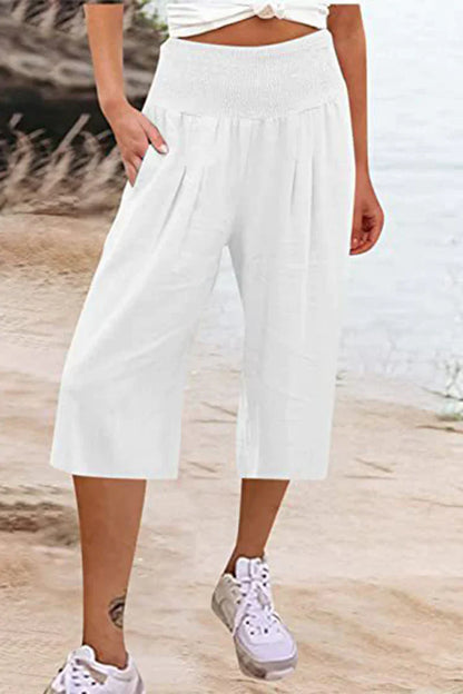 Variant image for Damen-Hose, hohe Taille, weites Bein, monochromer hochwertiger Stoff-19