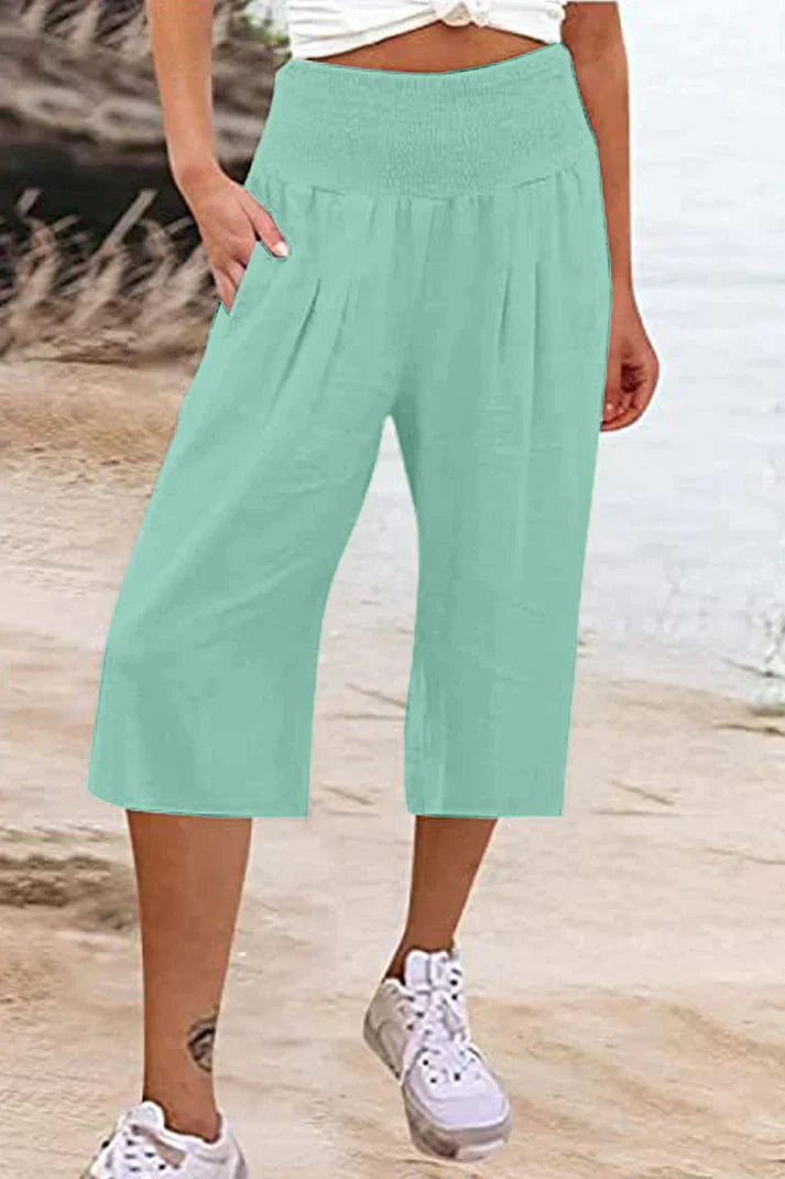 Variant image for Damen-Hose, hohe Taille, weites Bein, monochromer hochwertiger Stoff-67