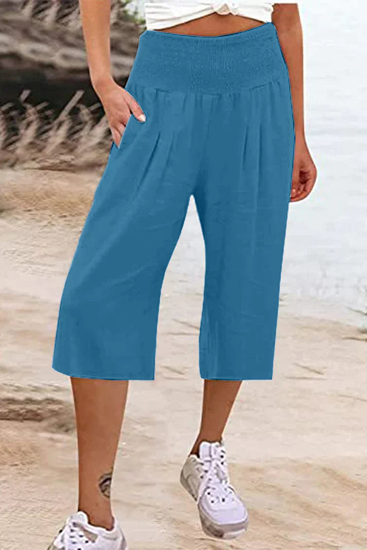 Variant image for Damen-Hose, hohe Taille, weites Bein, monochromer hochwertiger Stoff-55