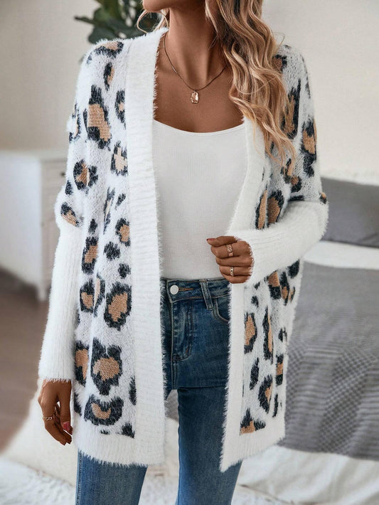 Damen-Cardigan, Duster, Leopardenmuster, leichter Stoff-1