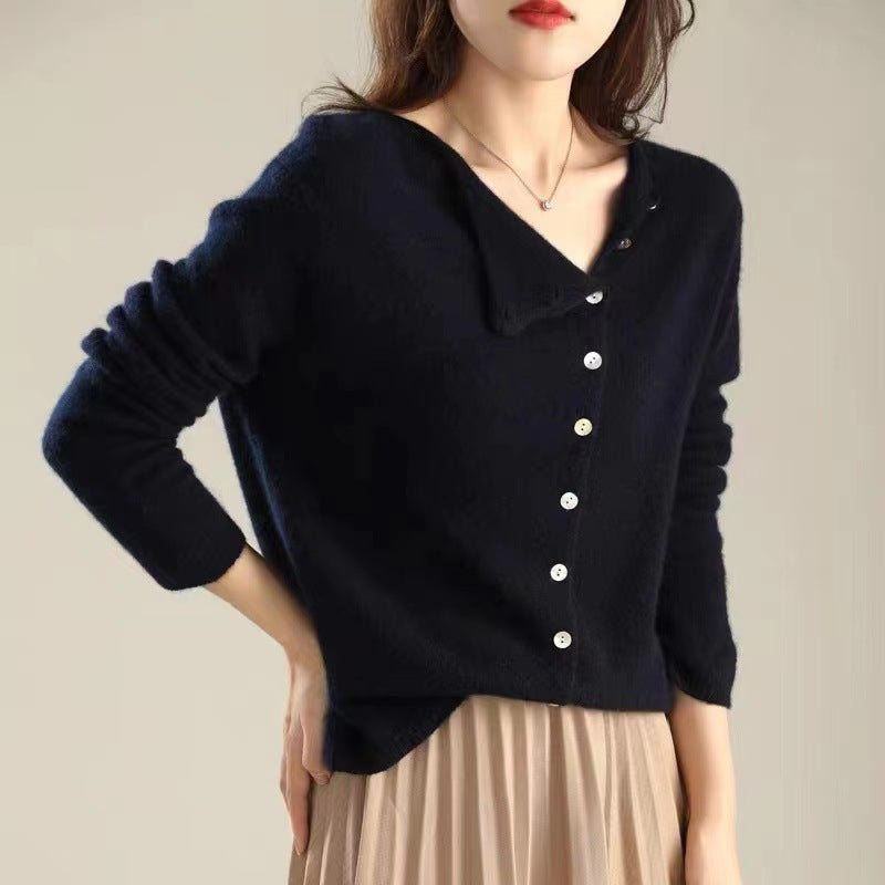 Variant image for Damen-Strickjacke, knöpfbarer V-Ausschnitt, gestrickt, weich-5