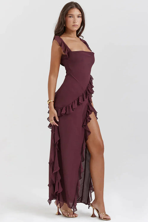 Damen Abendkleid Chiffon und Spitze Elegant Knielang-1