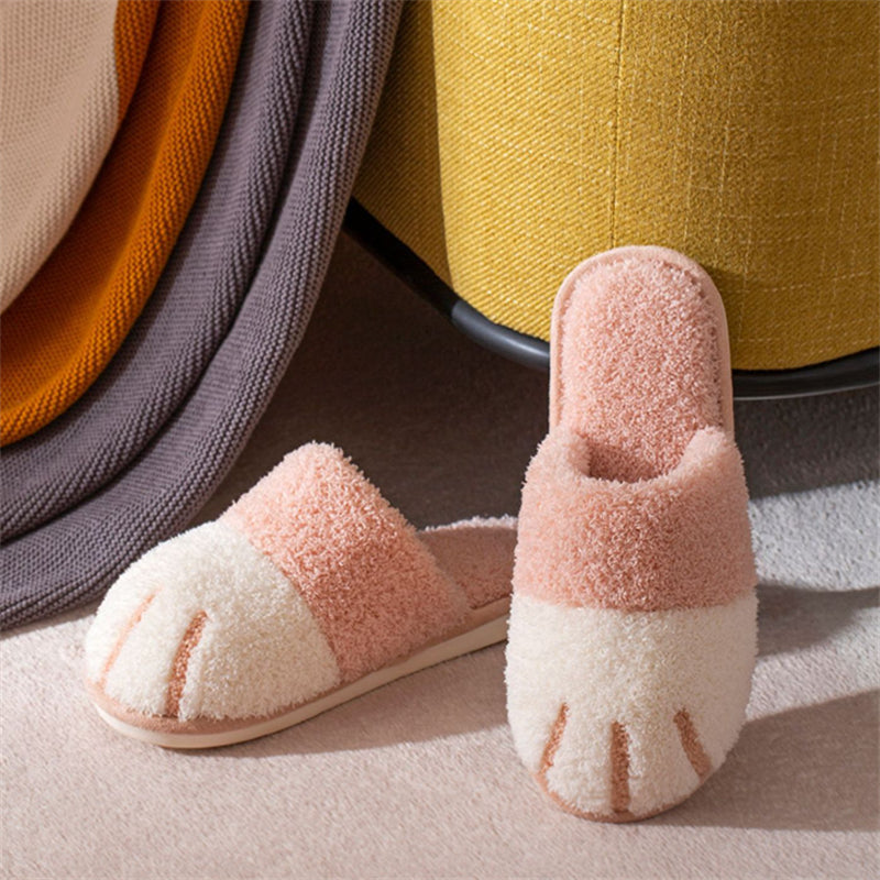 Damen-Pantoffeln, Fleece, Katzenpfoten, Slip-On, weich und bequem-4