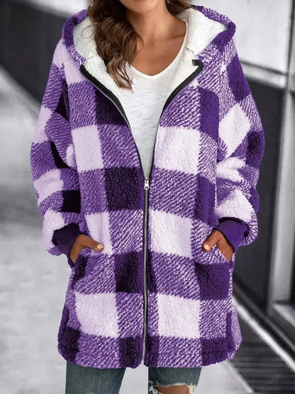 Variant image for Damen-Mantel, kariert, designt, Polyester, elegant Wintermantel-49