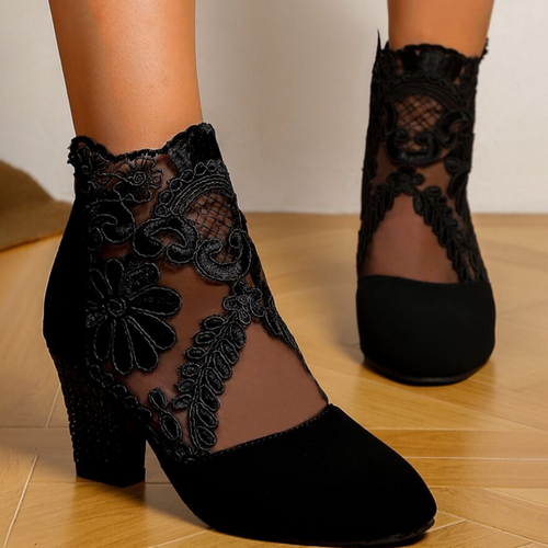 Damen-Stiefel mit hohem Absatz Bestickt Elegant Hochwertige Stoffe-1