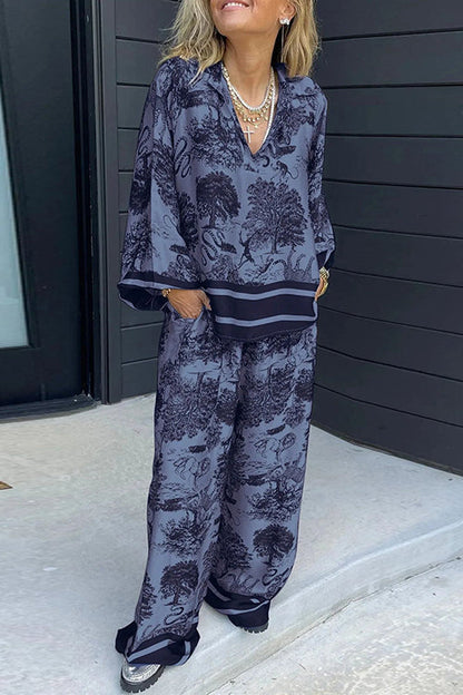 Damen Hemd V-Ausschnitt Lange Ärmel Bedruckt Baumwolle Polyester-5