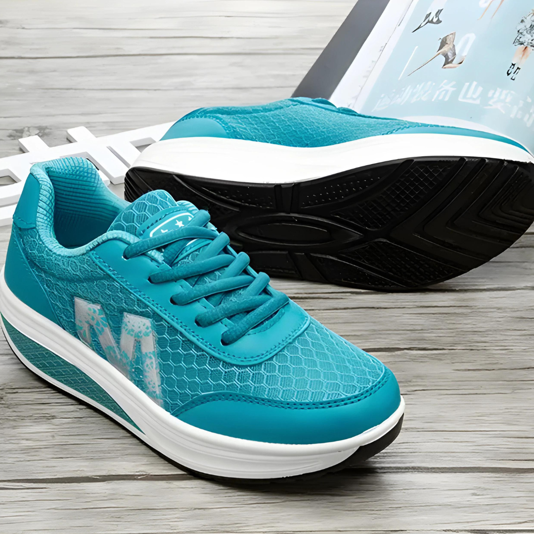 Damen-Keil-Sneakers, Schnürung, synthetisches Leder 2