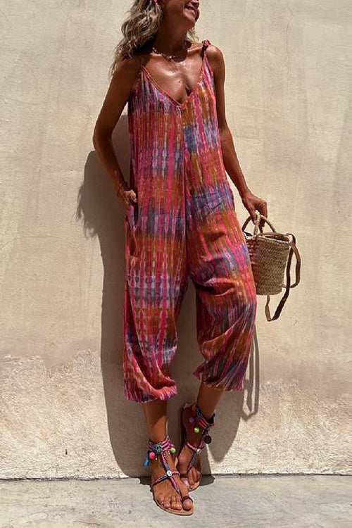 Variant image for Damen-Overall, V-Ausschnitt, Batik, Baumwolle, Polyester-1