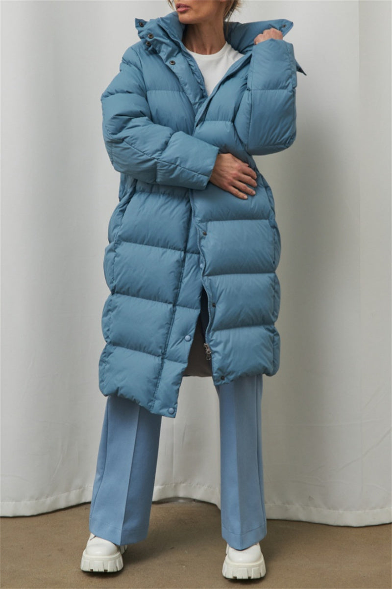 Outdoorjacke Damen Kapuzenkragen Unifarben Polyester Bequeme Passform-3