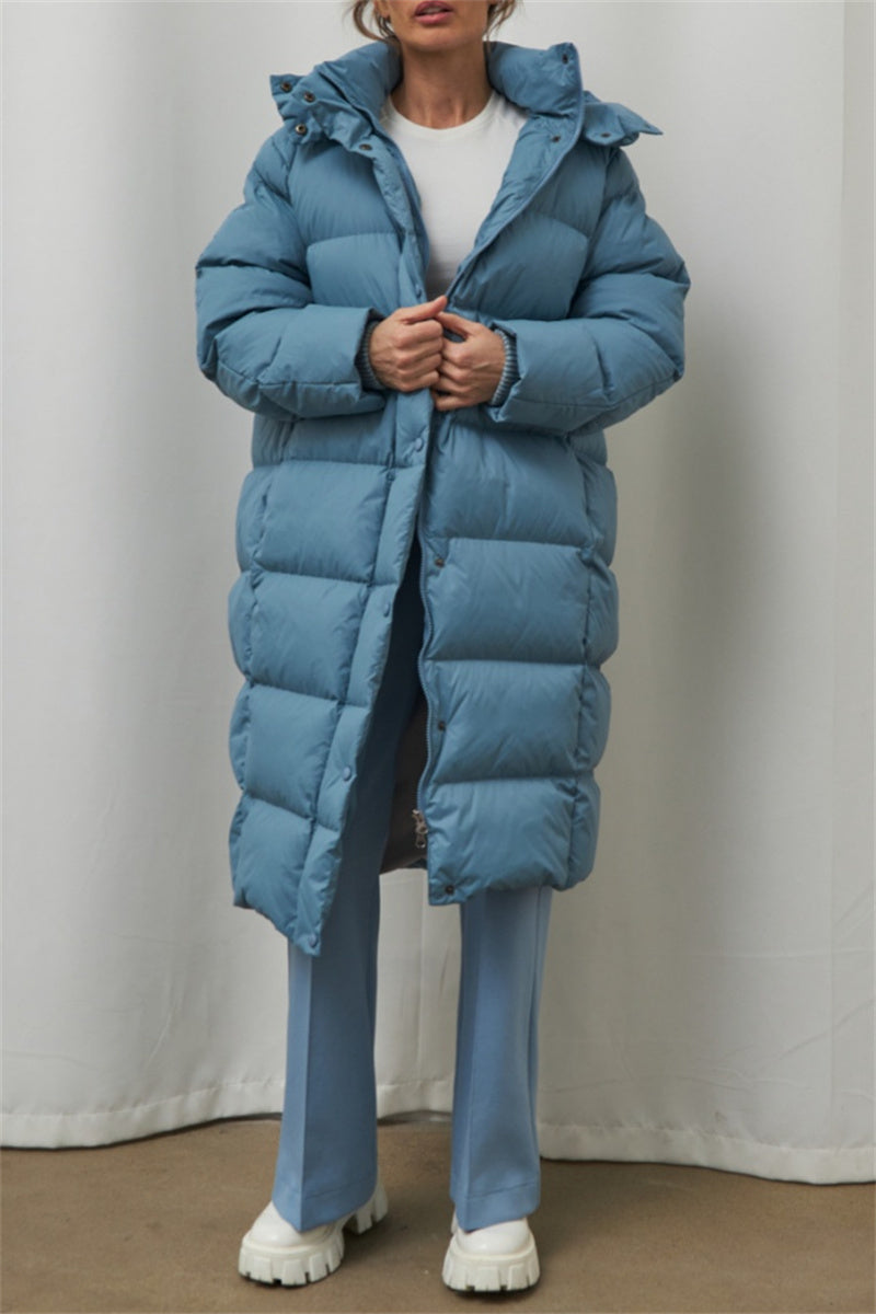 Outdoorjacke Damen Kapuzenkragen Unifarben Polyester Bequeme Passform-1