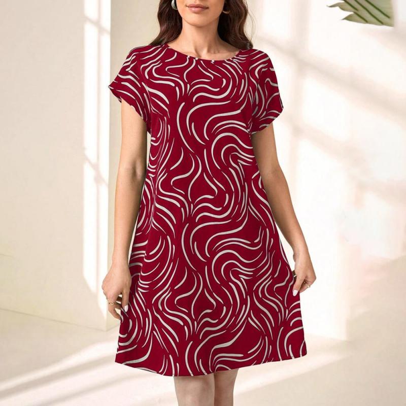 Damen-Midikleid, runder Halsausschnitt, weicher elastischer Stoff, mit Patronendetail-3