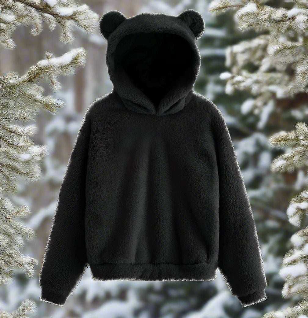 Damen-Hoodiejacke Plüsch mit Ohren-2