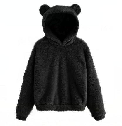 Damen-Hoodiejacke Plüsch mit Ohren-5
