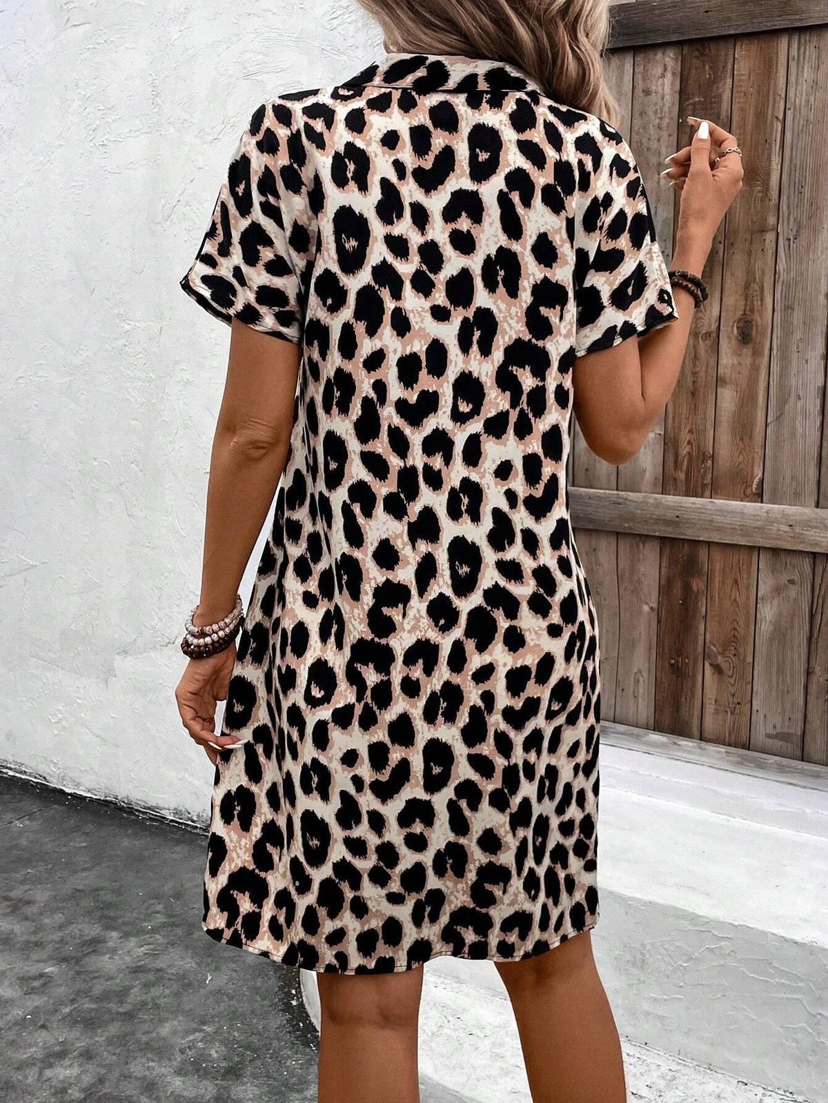 Damen-Polokleid mit Leopardenmuster, modern, aus 100 % Baumwolle-2