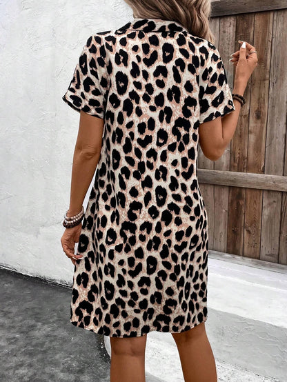 Damen-Polokleid mit Leopardenmuster, modern, aus 100 % Baumwolle-2