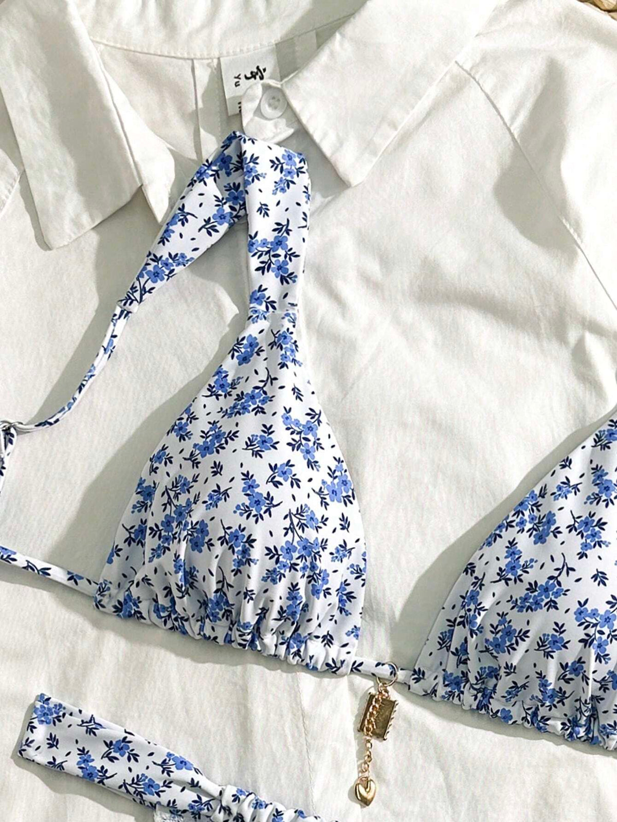 Damen Bikini-Set Triangel Blumenmuster Hochwertiger Stoff-2