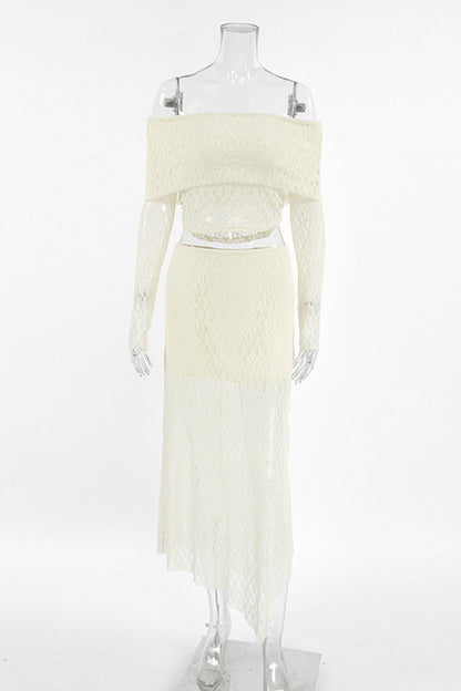 Damen-Off-Shoulder-Kleid, lange Ärmel, hochwertiger Stoff-4