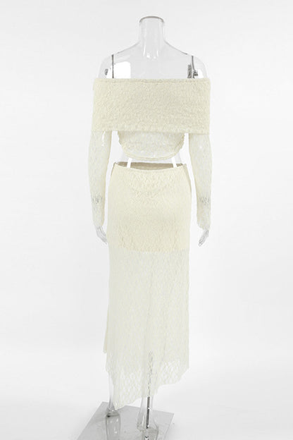 Damen-Off-Shoulder-Kleid, lange Ärmel, hochwertiger Stoff-6