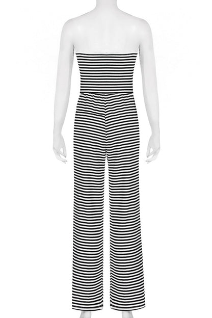 Damen-Jumpsuit mit lockerem Schnitt und gestreiftem Patchwork aus 100% Baumwolle-6
