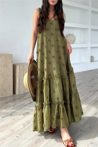 Damen-Kleid, lang, offener Rücken, Spaghettiträger, Polyester-2