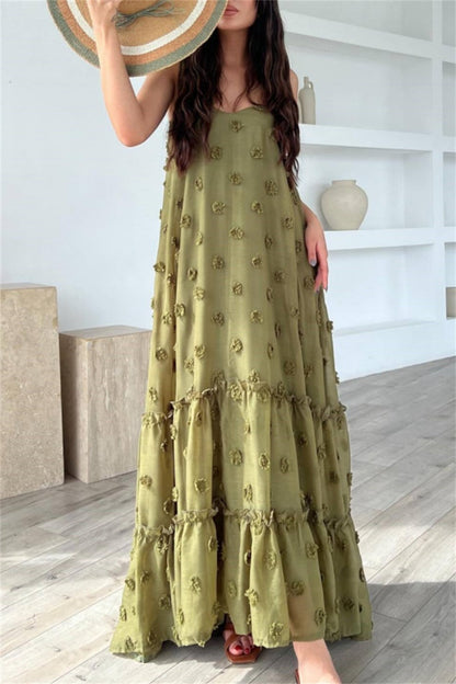 Damen-Kleid, lang, offener Rücken, Spaghettiträger, Polyester-3