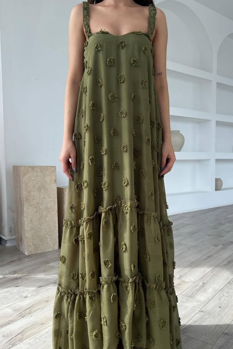 Damen-Kleid, lang, offener Rücken, Spaghettiträger, Polyester-4