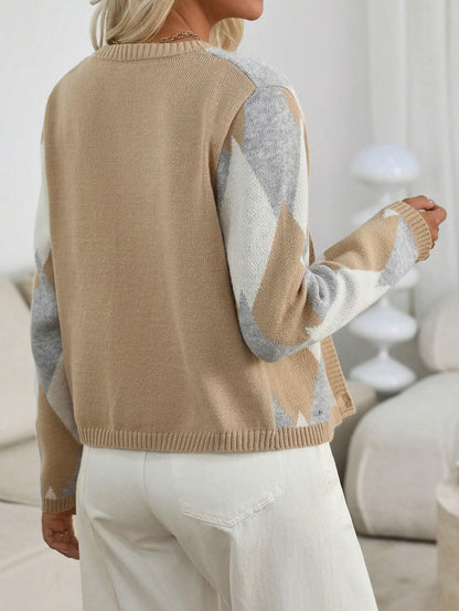Damen-Daunenweste, Diamond, Muster, gestricktes Design für Layering-Styling-2