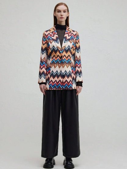 Damen-Top, langärmeliges geometrisches Muster, Polyester-5