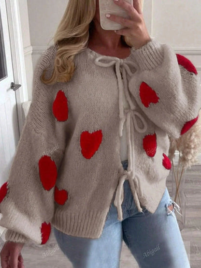 Damen-Cardigan, Herzmuster, weiches Textil-3