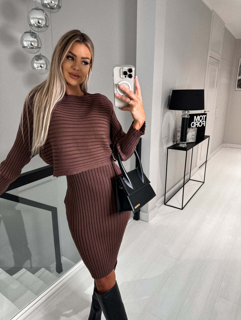Damen-Midikleid ärmellos, gerippt, aus Polyester und Baumwolle-5