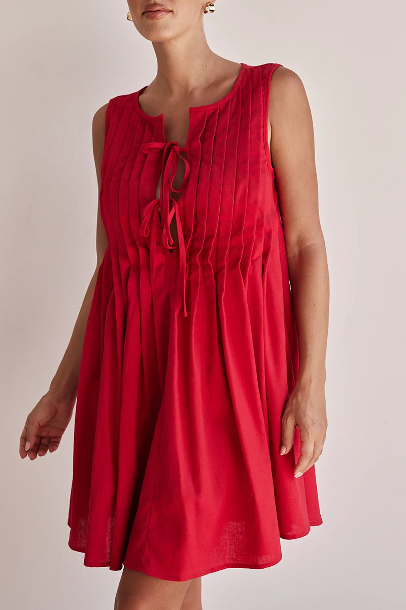 Variant image for Damen Gepolstertes O-Ausschnitt-Kleid mit Schnürung aus Polyester-14