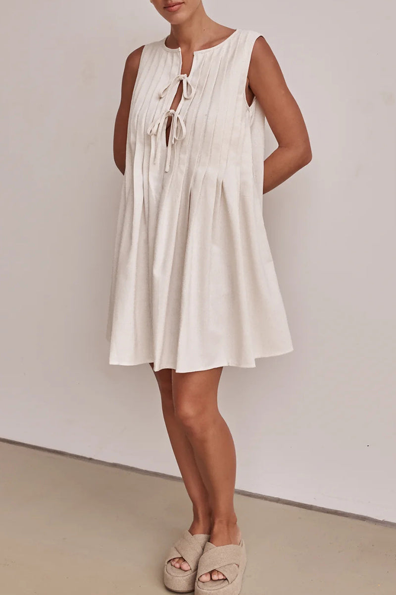 Damen Gepolstertes O-Ausschnitt-Kleid mit Schnürung aus Polyester-3