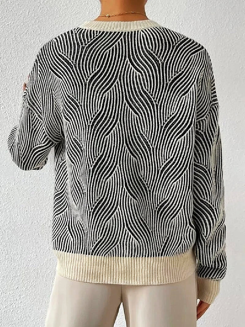 Damen-Pullover, lässig, abstraktes Muster, hochwertiger Stoff-3