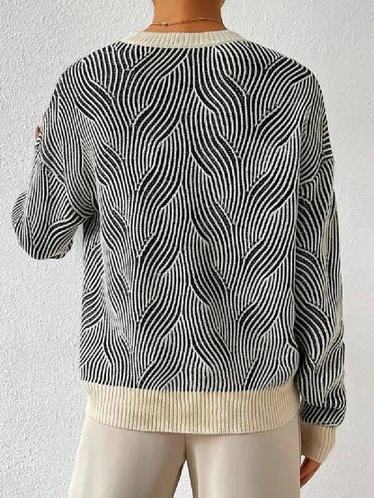 Damen-Pullover, lässig, abstraktes Muster, hochwertiger Stoff-3