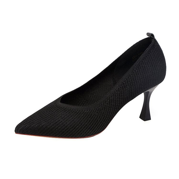 Damen-Pumps, Blockabsatz, gestrickter elastischer Textil 8