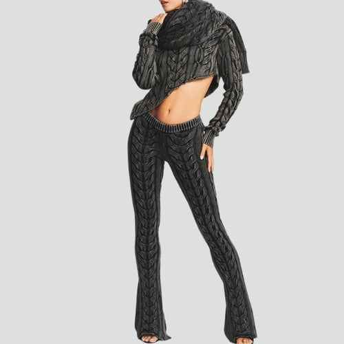 Damen Reithose Hohe Taille Zopfmuster Polyester-1