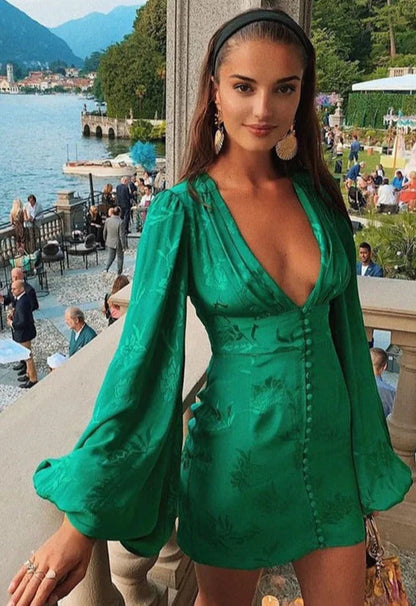 Variant image for Damen-Minikleid mit Ballonärmeln aus strukturiertem Material-1