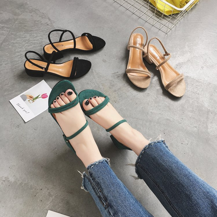 Damen-Sandalen, Blockabsatz, elegante Riemen, hochwertiges Material 2