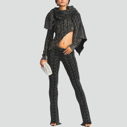 Damen Reithose Hohe Taille Zopfmuster Polyester-2