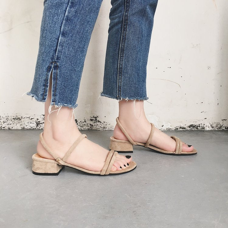 Damen-Sandalen, Blockabsatz, elegante Riemen, hochwertiges Material 1