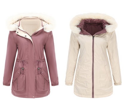 Damen Wendbarer Parka Polyester Chic Mittellang 65 cm-2