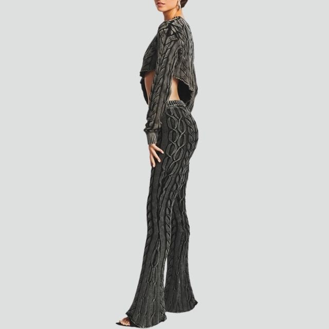 Damen Reithose Hohe Taille Zopfmuster Polyester-3