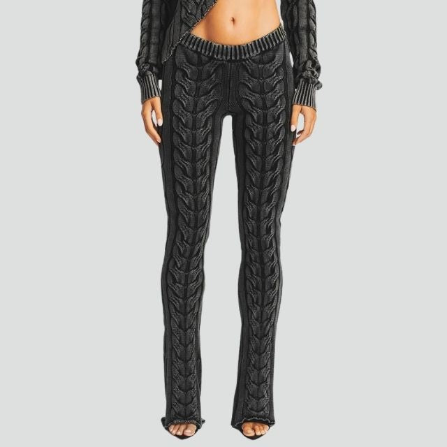 Damen Reithose Hohe Taille Zopfmuster Polyester-5