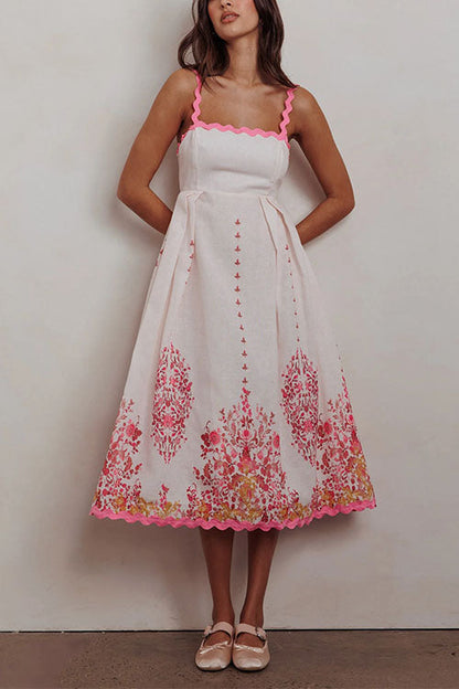 Variant image for Damen-Midikleid, Blumenmuster, Ric-Rac-Details, Baumwolle, Polyester-1
