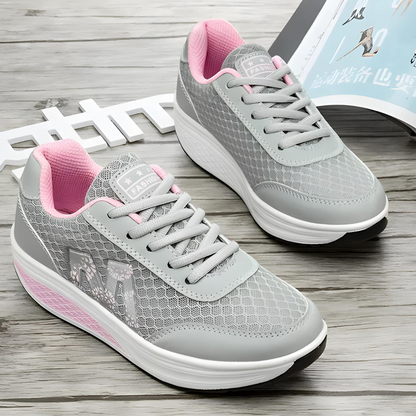 Damen-Keil-Sneakers, Schnürung, synthetisches Leder 5
